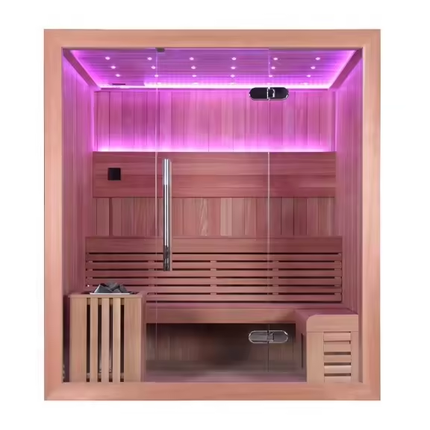 Sauna en bois de cèdre rouge, intérieur et extérieur, à infrarouge lointain (PRÉCOMMANDE) 