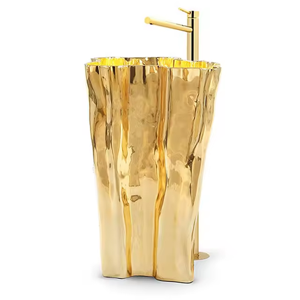 Italian Luxury Stainless Steel Stand Alone Pedestal Basin Sink Royalty