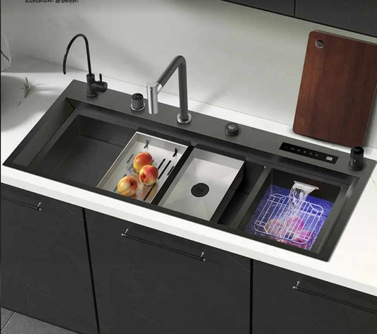 Multifunction Single Bowl Step-Base Kitchen Sink Handmade Smart Kitchen Sink