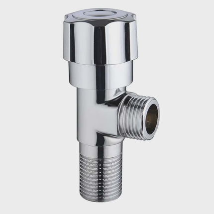 Chrome angle valve on a white background