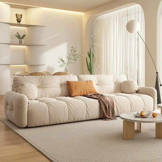 Modern Tufted Fabric Sofa – Comfortable 3-Seat Living Room Couch with Soft Cushions