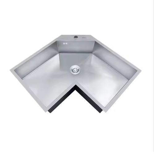 V-Shaped Corner Kitchen Sink 304 Stainless Steel Undermount Single Bowl