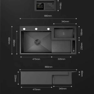 Sink 88cm Big Size with Purification for Foods High End Modern Kitchen Sink Simple Operation Touch Panel Intelligent Kitchen Sink