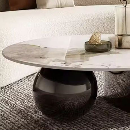 Modern Rock Slab Coffee Table Black Stainless Steel Base Center Table Living Room Furniture Tea Table