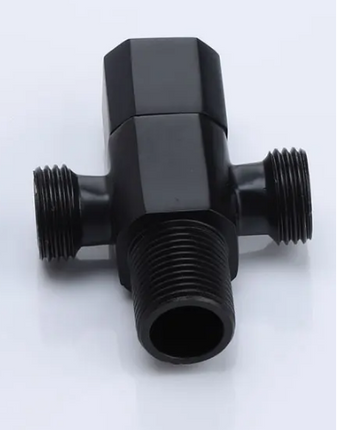 Two black octagonal valves on a white background with text 'All-copper black octagonal valve'.