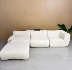 White Modern Sectional Sofa – Compressed Foam Modular Living Room Furniture
