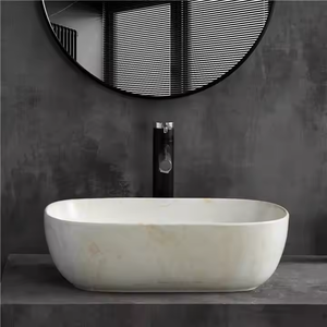 Modern Style Rectangular Marble Bathroom Basin