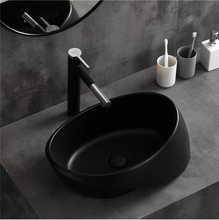 Load image into Gallery viewer, Oval Bathroom Vessel Matt Black Hand Wash Basin
