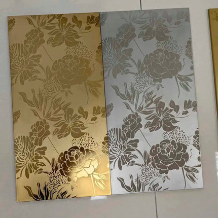 Golden / Silver Porcelain Glazed Glossy Decorative Wall Tiles 30x60mm