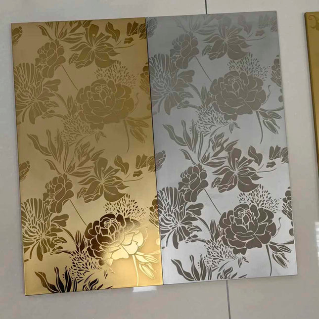 Golden / Silver Porcelain Glazed Glossy Decorative Wall Tiles 30x60mm