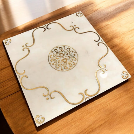 60x60 Italian Electroplated Porcelaine Tiles Gold Floral for Flooring or Wall