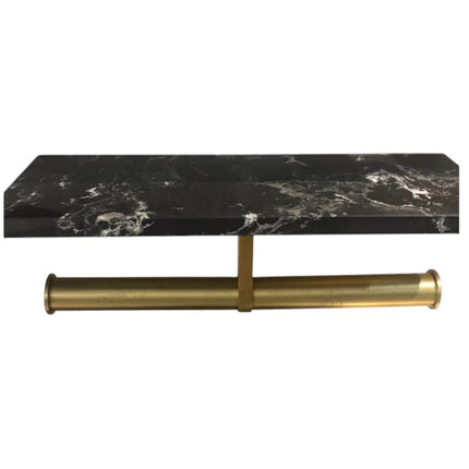 Doppelgriff-Taschentuchspender im Marmor-Stil, Schwarz und Gold