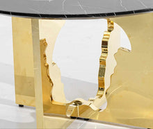 Load image into Gallery viewer, Medusa Gaze Centerpiece A Round Marble and Gold Accent Table Featuring an Intricate Medusa Profile Cutout  Fusion of Classic Luxury and Modern Design This Table Serves as a Striking Focal Point Where the Elegance of Marble Meets the Opulence of Gold
