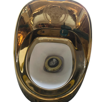 Luxuriöses, modernes Eier-WC, galvanisiert, inspiriert von Versace