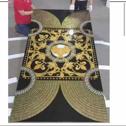 versace carpet tiles medusa black and gold dubai italian border porcelain tiles