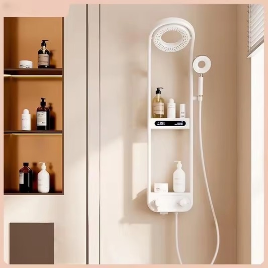 Rainfall Shower Brass Body Intelligent Thermostat Shower Set LED Digital Display with Storage Platform