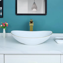 Загрузить изображение в средство просмотра галереи, White Ceramic Bathroom Sink Bowl Above Counter Porcelain Vessel Sink
