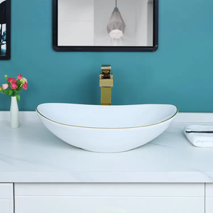 White Ceramic Bathroom Sink Bowl Above Counter Porcelain Vessel Sink