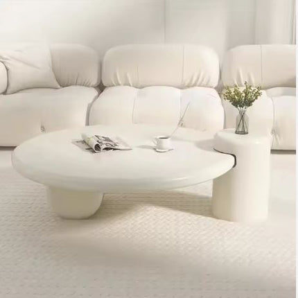 White Minimalist Table Living Room Home Cream Small Apartment Round Modern Simple Design Geometric Tea Table