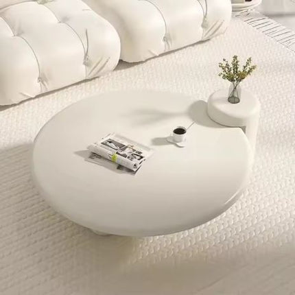 White Minimalist Table Living Room Home Cream Small Apartment Round Modern Simple Design Geometric Tea Table