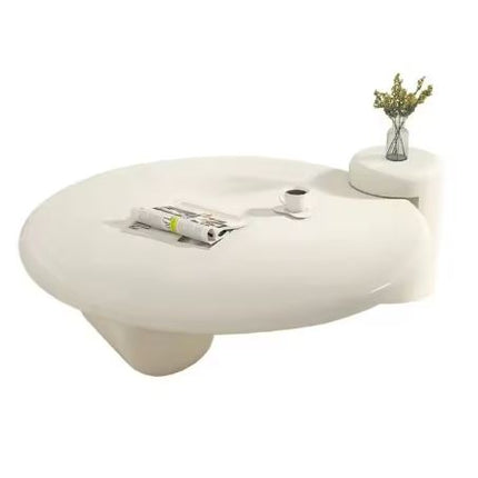 White Minimalist Table Living Room Home Cream Small Apartment Round Modern Simple Design Geometric Tea Table