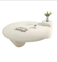 Загрузить изображение в средство просмотра галереи, White Minimalist Table Living Room Home Cream Small Apartment Round Modern Simple Design Geometric Tea Table

