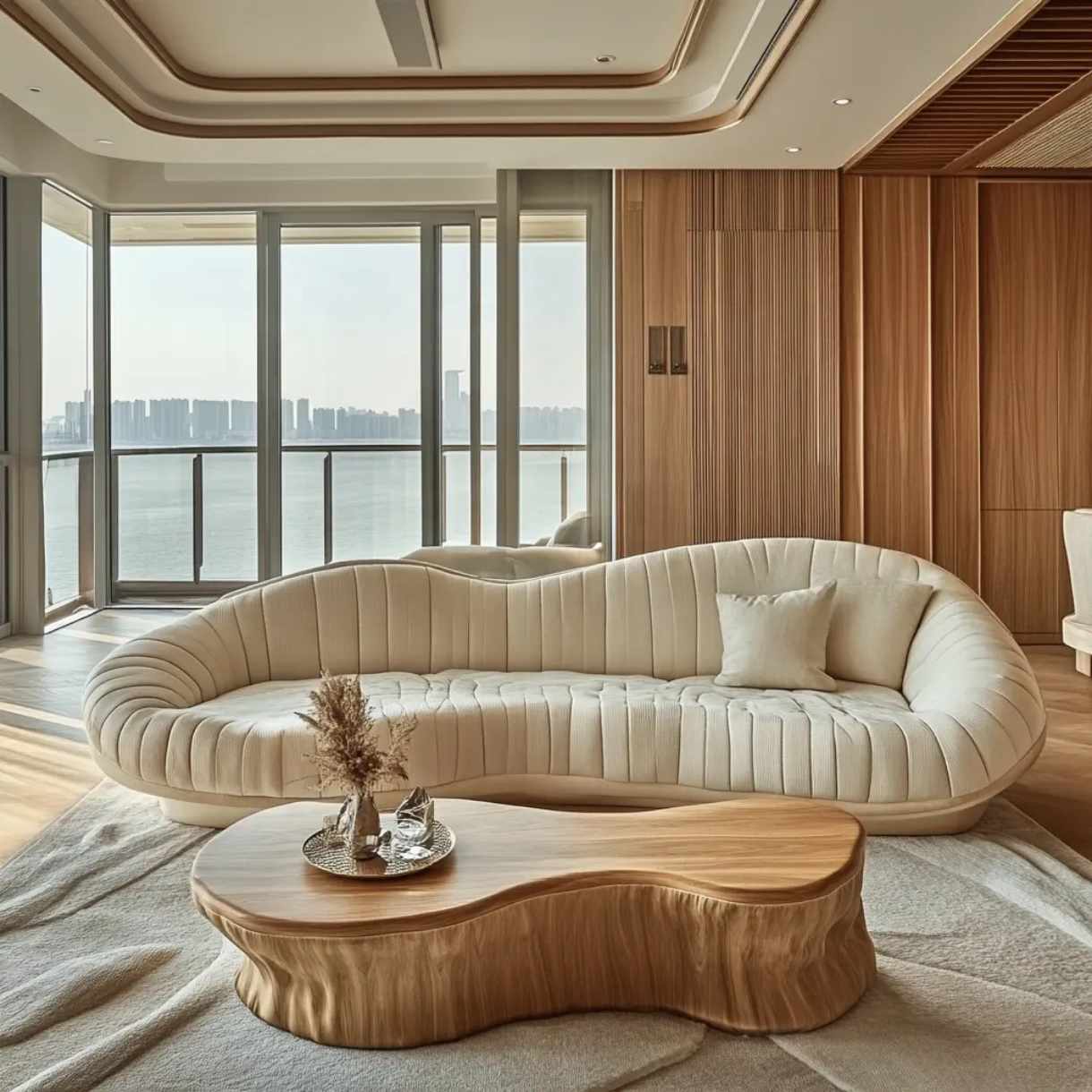 Minimalist Curved Fabric Sofa Luxury Upholstered Couch for Home Decor