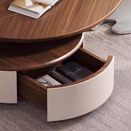 Light Luxury Modern Leaf Shaped Walnut Wooden Coffee Table for Living Room