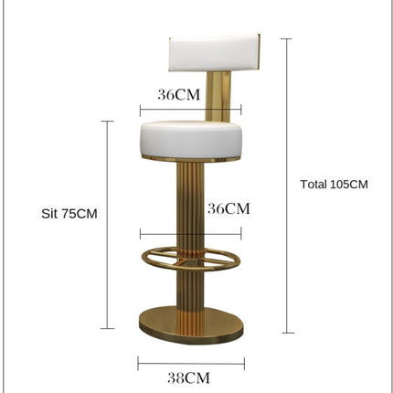 Light Luxury Bar Chair Post-Modern Stainless Steel Metal High-Back Barstool