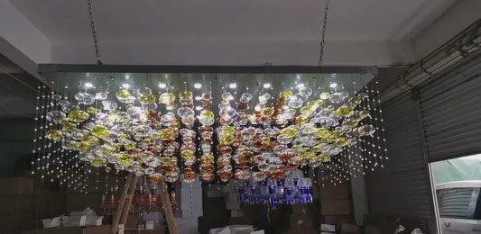 Stainless steel plate mirrorized and glass balls with remote control for on and off switch