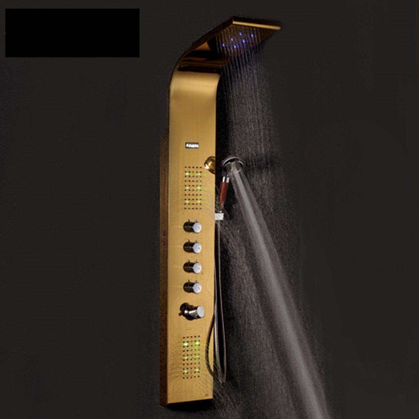 Gold Chrome LED Lights Massage Shower Panel 1500*220mm