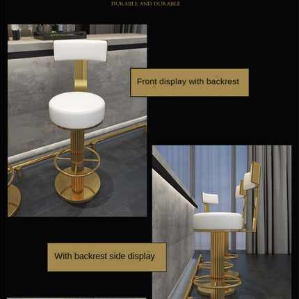 Light Luxury Bar Chair Post-Modern Stainless Steel Metal High-Back Barstool
