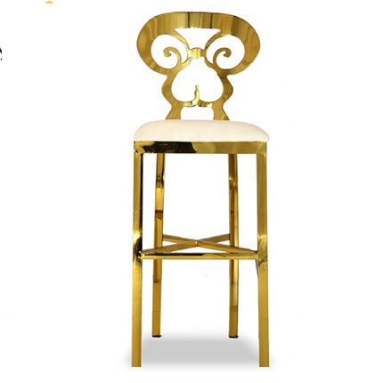 Luxury gold metal frame velvet bar chair
