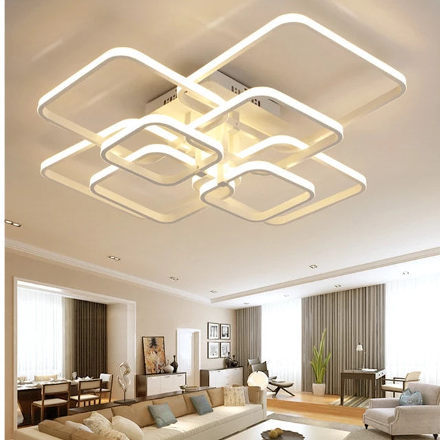 Dimmable Remote Control 8 Heads 108W LED Chandelier Acrylic Lights For Living Room Ceiling Lamp
