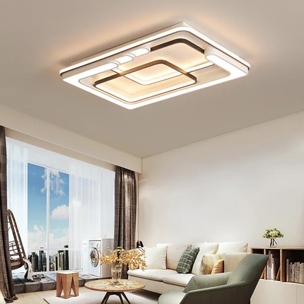 Metal Acrylic Geometric Creative Design Modern Square LED Flush Mount Ceiling Light Chandelier Lighting Fixture
