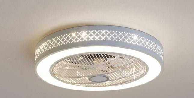 Deckenventilator mit LED-Beleuchtung, Fernbedienung und 7 Acrylflügeln.