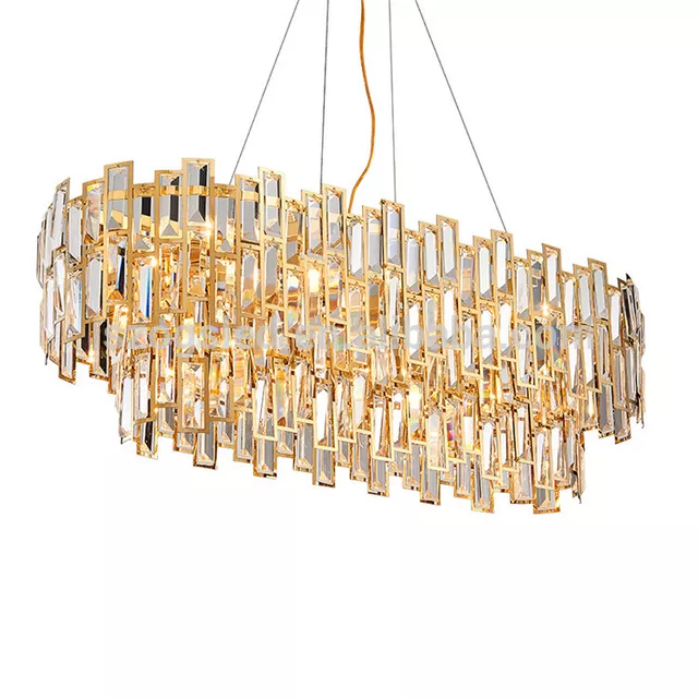 Luxuriöser, moderner goldener Kristall-Hängeleuchter