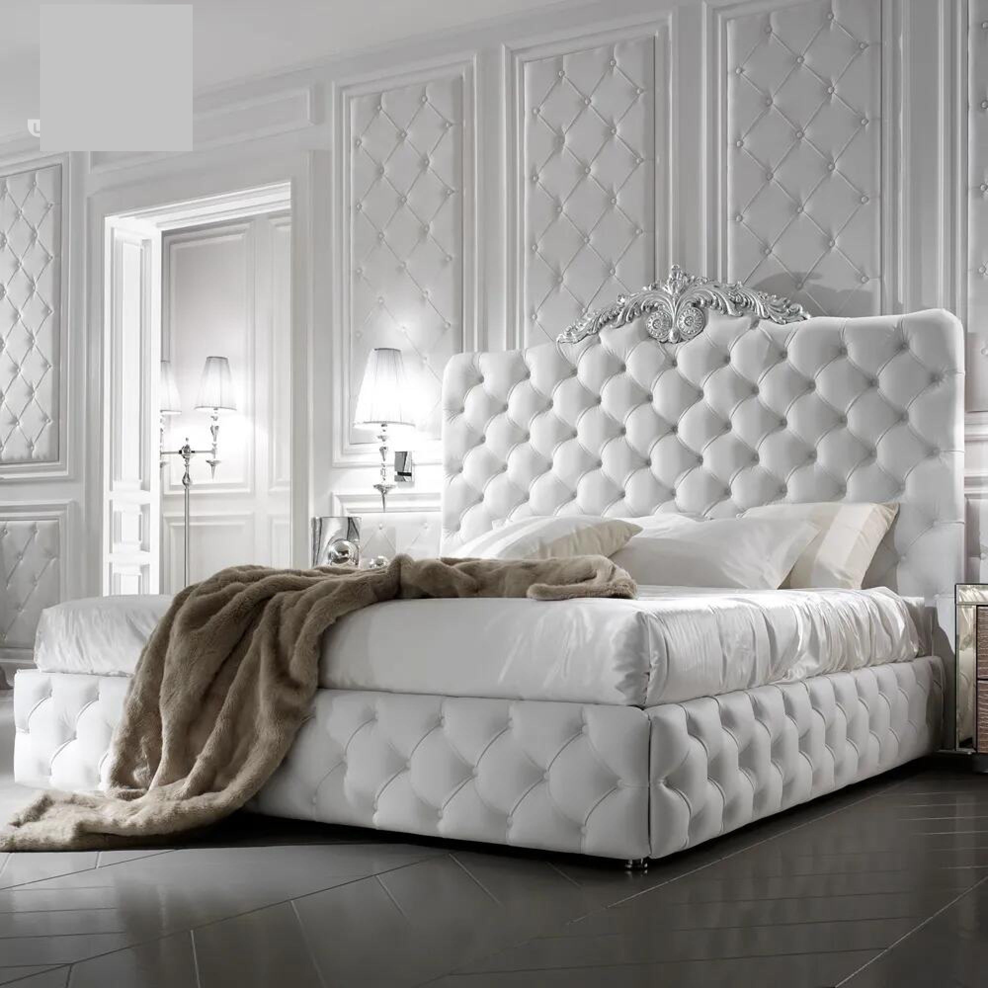 White leather 2024 bedroom furniture