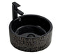 Round Black Art Basin with Geometric Patterned Exterior A Bold Bathroom Porcelain