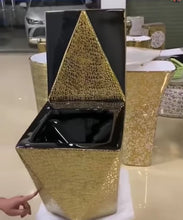 Load image into Gallery viewer, Luxury Gold Black Toilet Bowl (Dubai Design)
