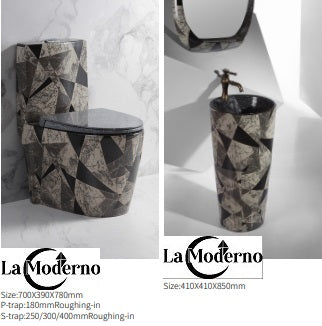 Luxury Ceramic Toilet Set Bathroom Accessories Choice of Stand-alone Sink or Deck Sink