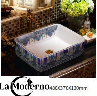 Rectangular Blue Artisan Crafted Porcelain Wash Basin Unique Design