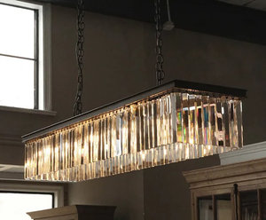 Modern Crystal Pendant Light Fixture Rectangle Crystal Hanging Lamp