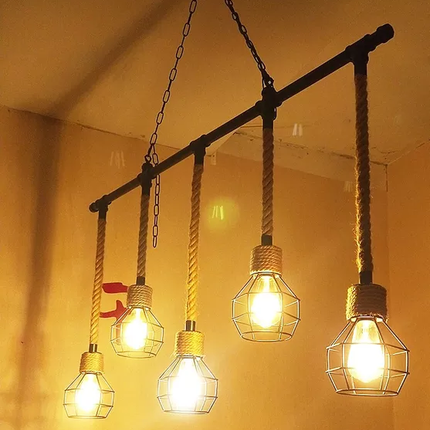 Decorative Hanging Light With Black Cage Pendent Light Lamp