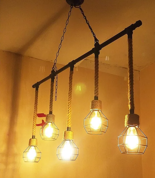 Decorative Hanging Light With Black Cage Pendent Light Lamp