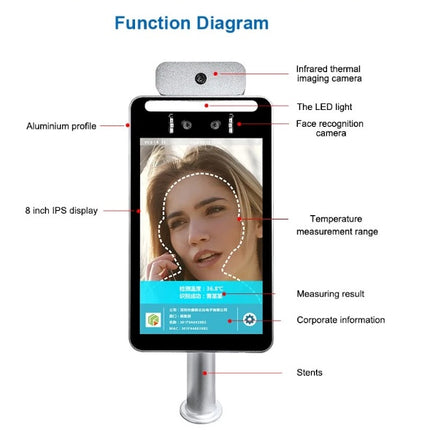 Touchless Stand Automatic Hand Sanitizer Dispenser Stand Liquid Soap Dispenser with Face Recognition Thermometer