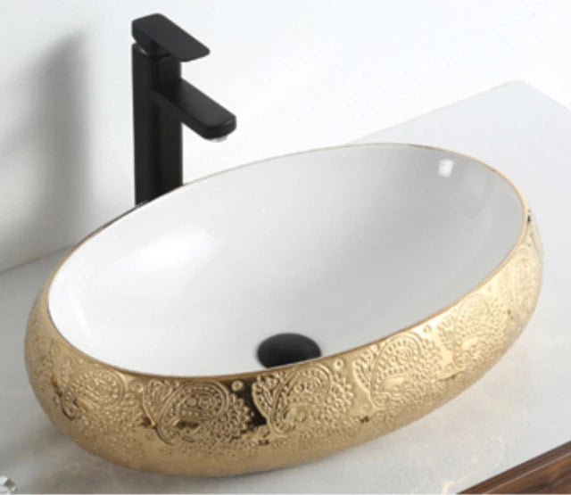 New sanitary wash basin ceramic above counter gold design bathroom sinks