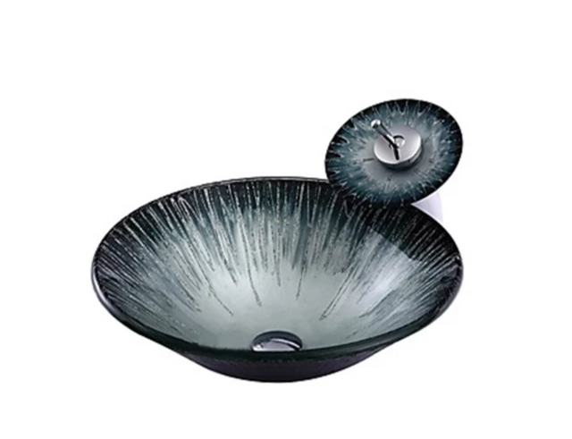 Art decorative Bathroom Wash Basin Glass Sink with Faucet