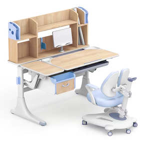 Standard size children bedroom furniture wooden study table for Kids  and chair set - Blue