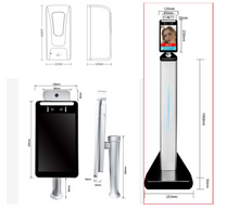 Charger l&#39;image dans la galerie, Touchless Stand Automatic Hand Sanitizer Dispenser Stand Liquid Soap Dispenser with Face Recognition Thermometer
